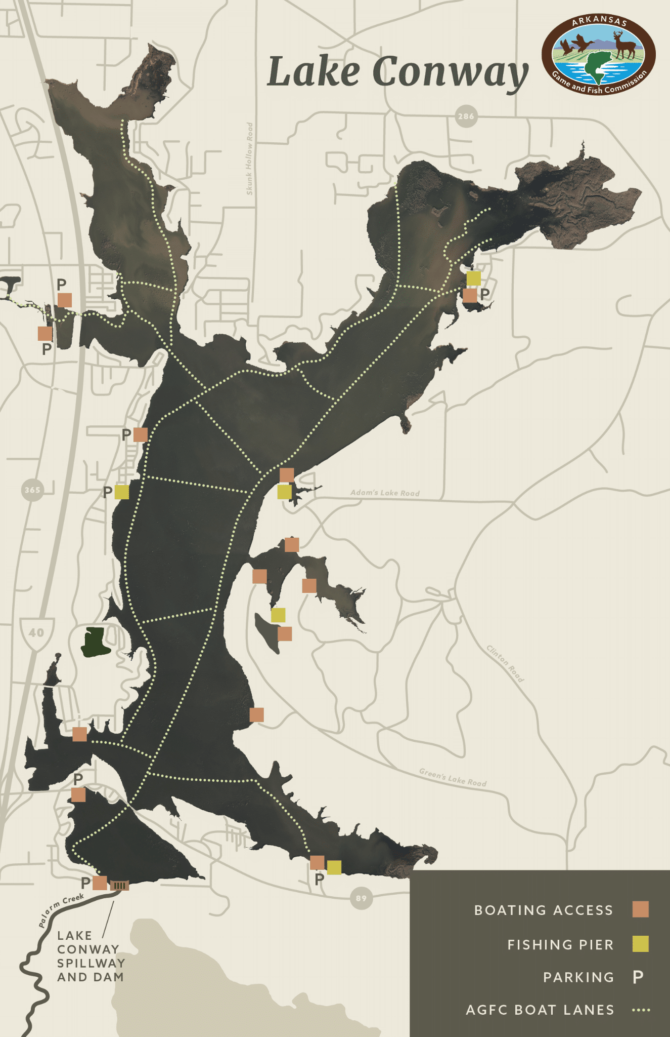 Lake Conway Boat Lane Brainstorming Sessions Announced Arkansas Game   231215 4CP Lake Conway Proposed Boat Lanes Map 