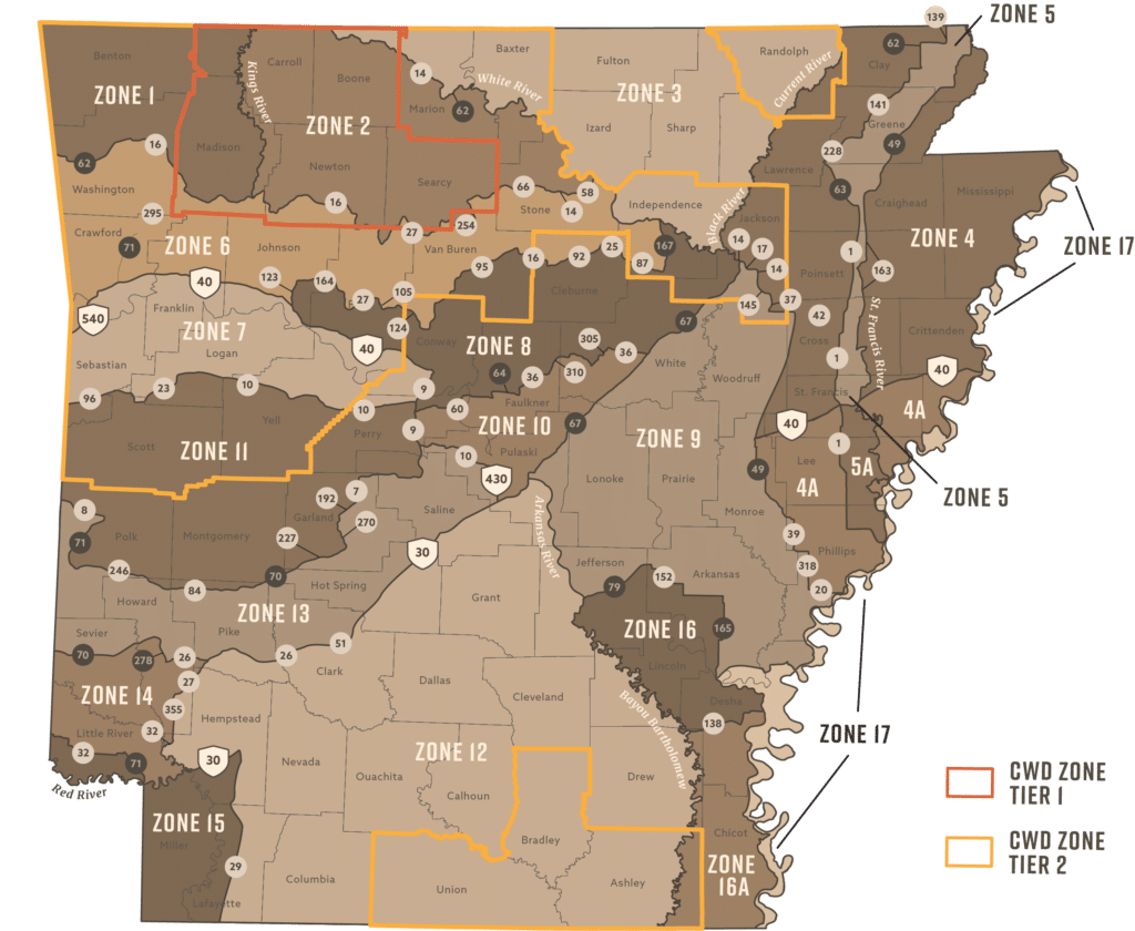 Deer Seasons and Limits by Zone • Arkansas Game & Fish Commission