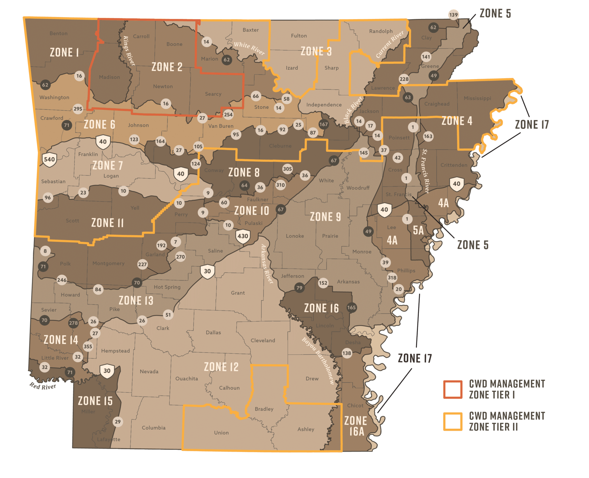 Deer Seasons and Limits by Zone • Arkansas Game & Fish Commission